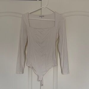 Abercrombie & Fitch Cream Long Sleeve Bodysuit